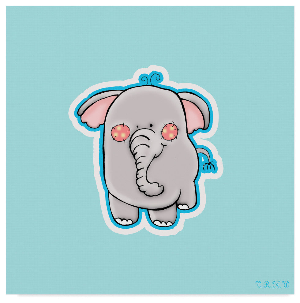 Valarie Wade ''Blue Background Elephant'' Canvas Art, 24"x24"