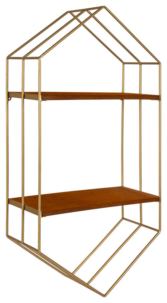 Lora Mid-Century Wall Shelf, Walnut Brown 18x34