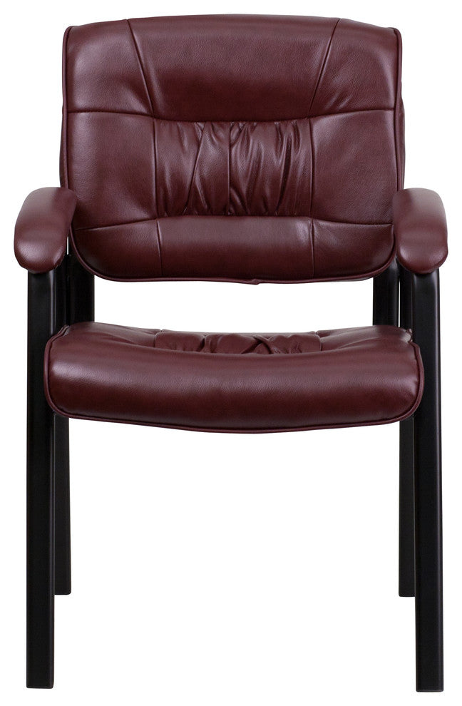Flash Furniture Leather Guest Chair in Burgundy with Black Frame Finish