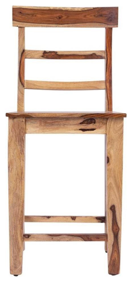 Porter Designs Taos Solid Sheesham Wood 24" Counter Height Dining Chair - Brown