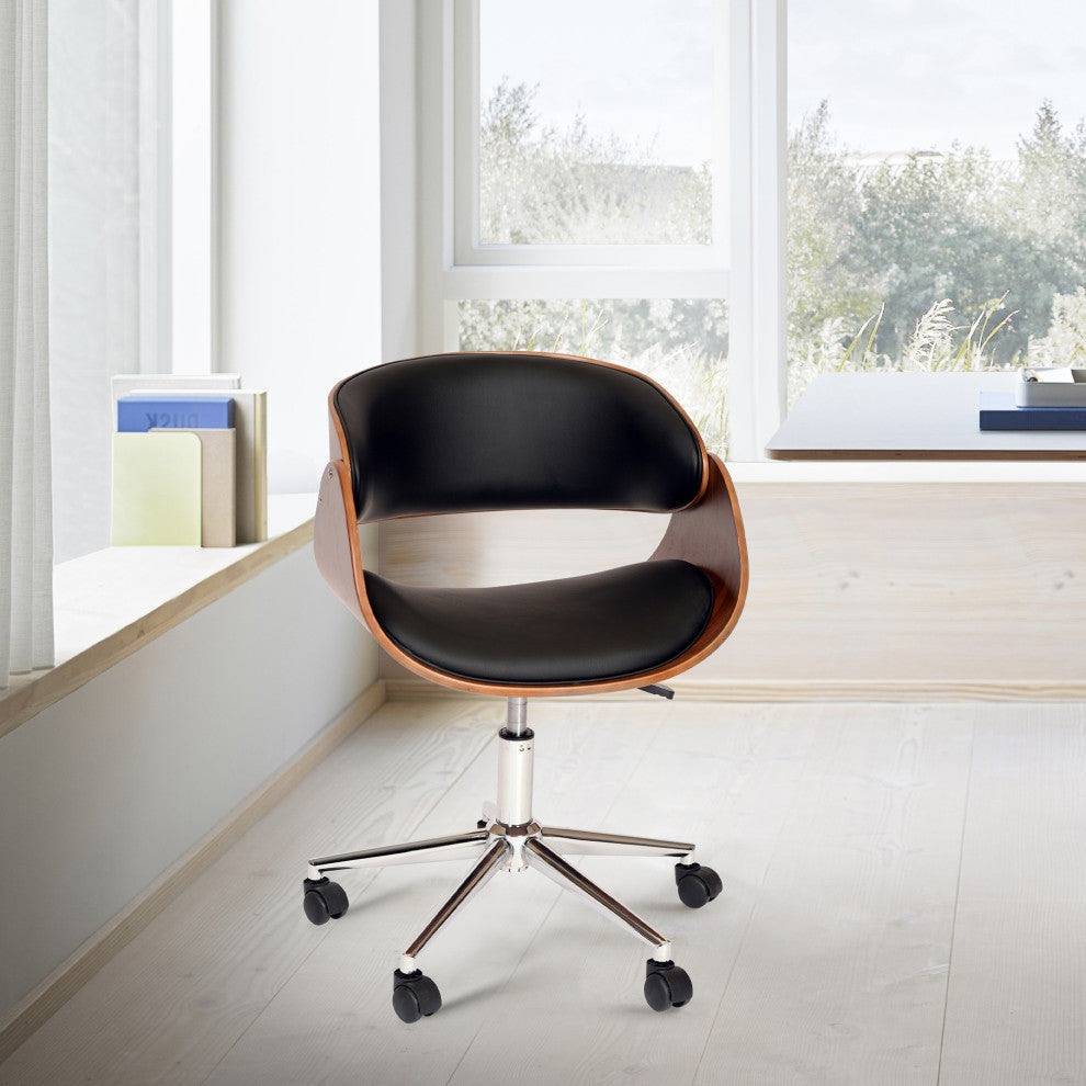 Armen Living Julian Modern Faux Leather Office Chair in Black