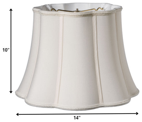 14" Cream Melon Scallop Paperback Shantung Lampshade