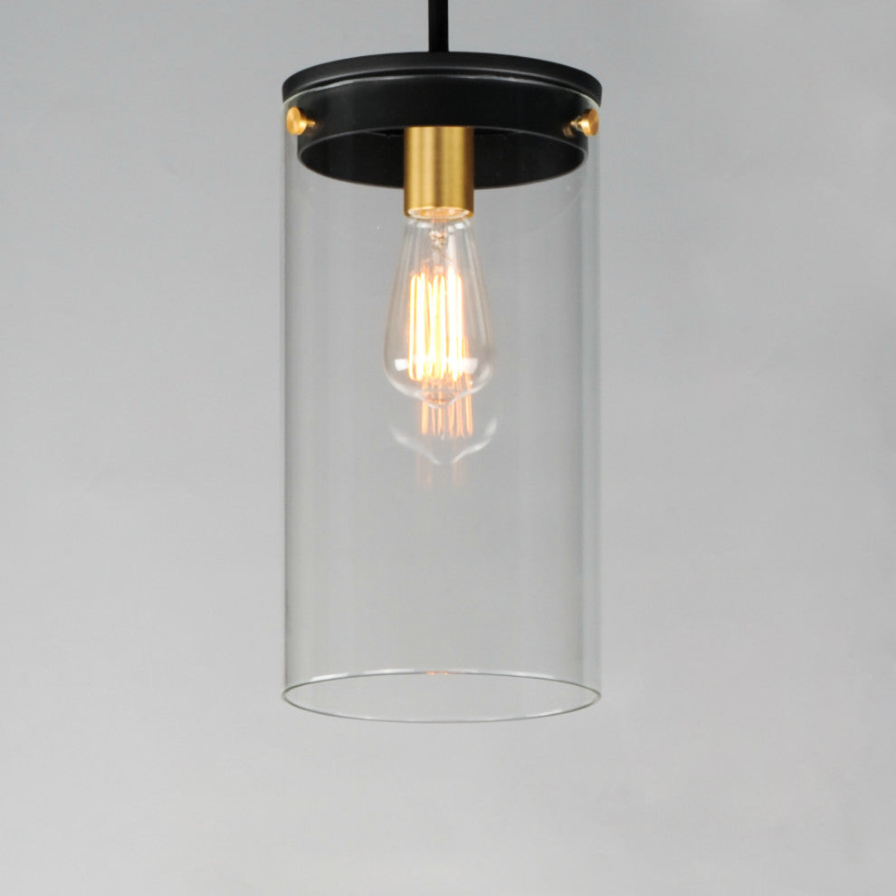 Maxim 12408CL Pinn 8"W Mini Pendant - Black / Satin Brass