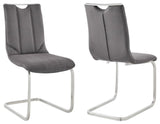 Armen Living Pacific 20" Fabric Dining Armless Chair in Gray/Steel (Set of 2)