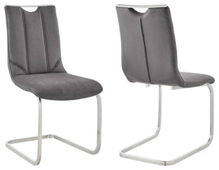 Armen Living Pacific 20" Fabric Dining Armless Chair in Gray/Steel (Set of 2)