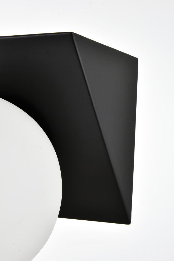 2 Light Black And Frosted White Bath Sconce