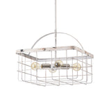 4-Light Antique White Wood Lantern Chandelier