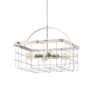4-Light Antique White Wood Lantern Chandelier