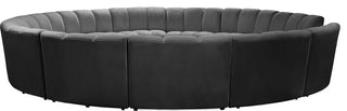 Infinity Channel Tufted Velvet Modular Chair, Gray, 12 Piece