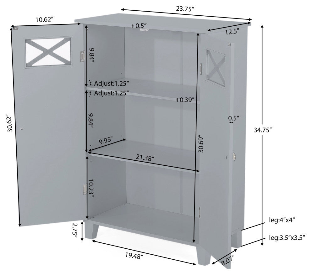 Ascutney Bathroom Storage Cabinet, Grey