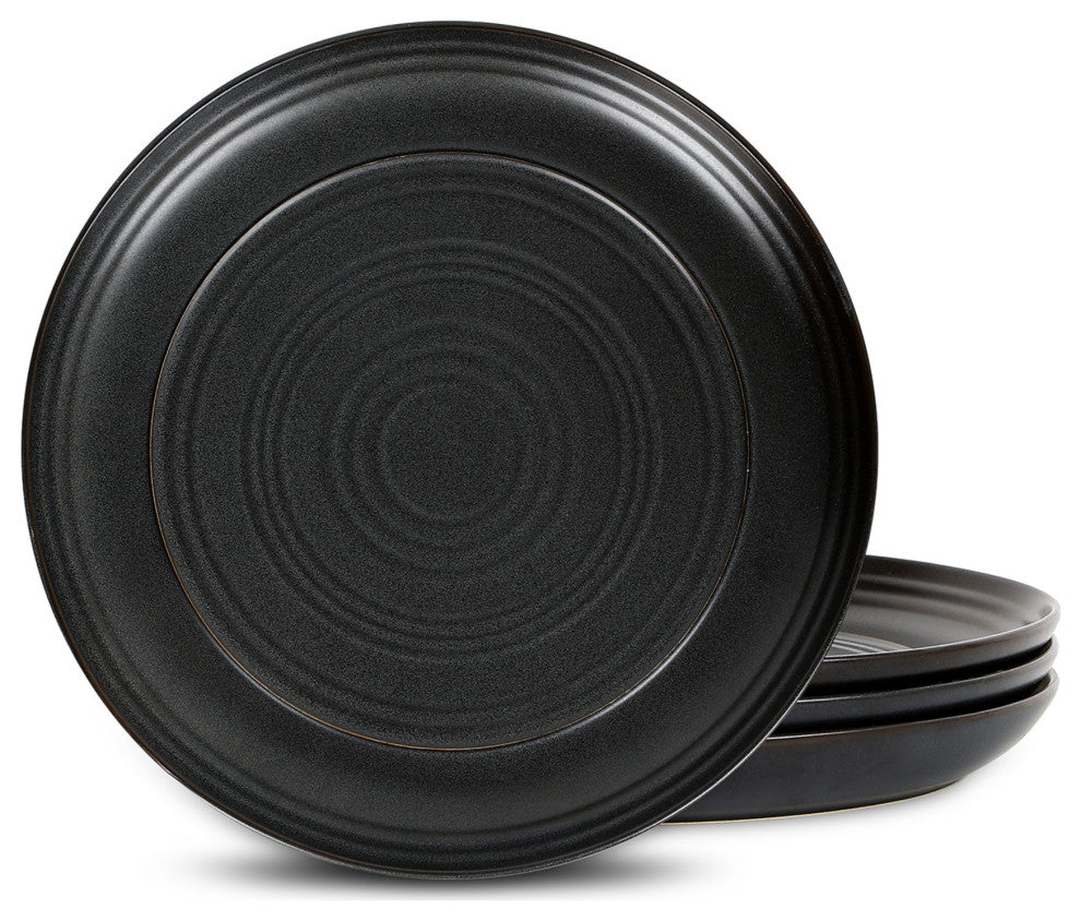 Stone Lain Elio Stoneware Dinner Plate Set of 4, Black