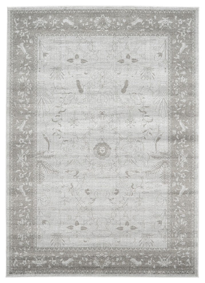 Unique Loom Light Gray La Jolla Floral 7'x10' Area Rug