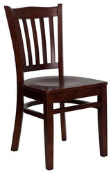 Vertical Slat Back Mahogany Wood Restaurant Chair