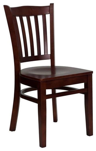 Vertical Slat Back Mahogany Wood Restaurant Chair