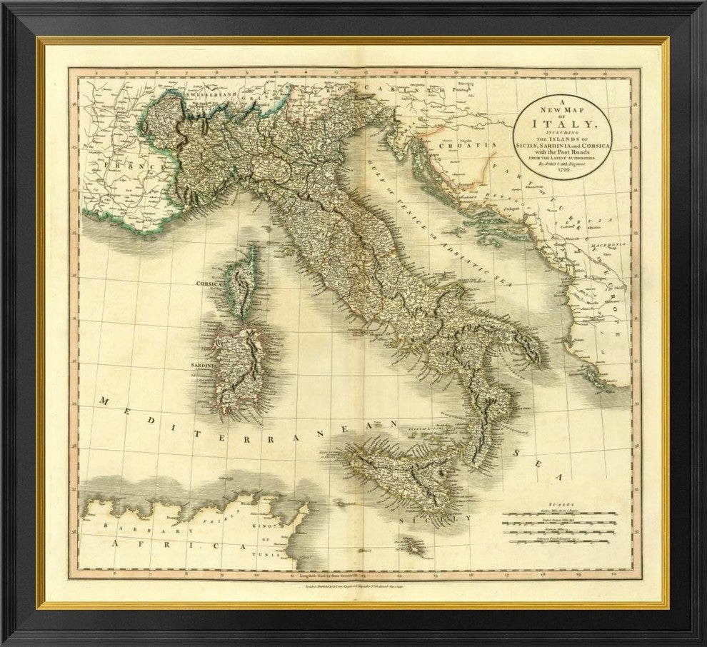 "Italy, 1799" Framed Canvas Giclee by John Cary, 34x31"