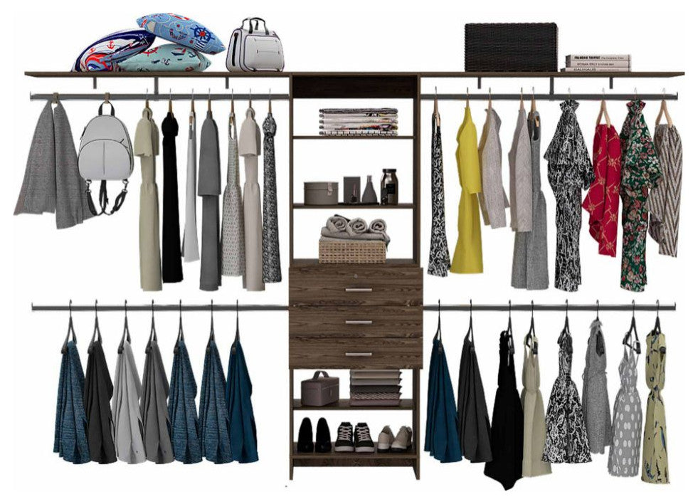 Closet System Pittsburg, Bedroom, Dark Walnut