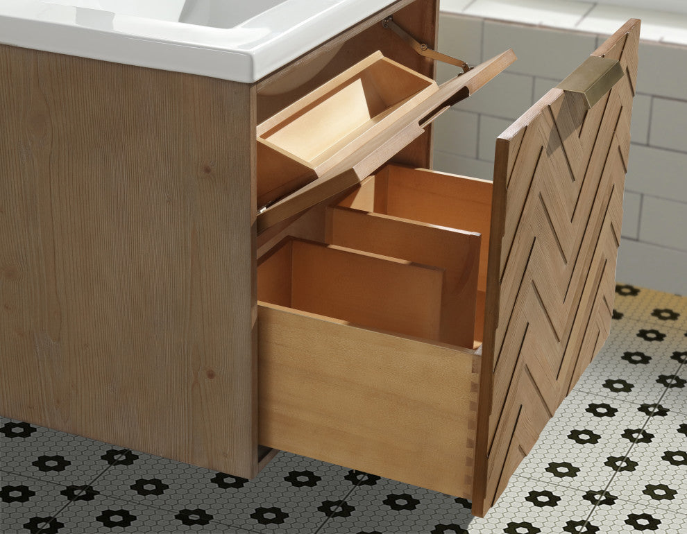 Ari Kitchen and Bath Carlsbad 24" Floating Bathroom Vanity Weathered Fi