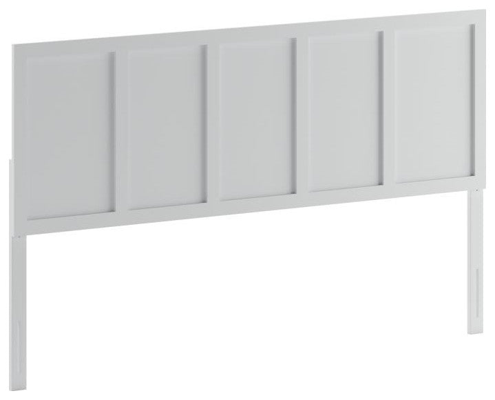 Oliver Paneled Wooden Adjustable Headboard for Metal Bed Frames, White, King