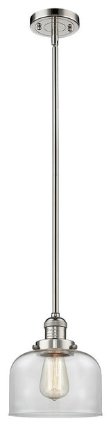Large Bell 1-Light LED Pendant, Polished Nickel, Glass: Clear