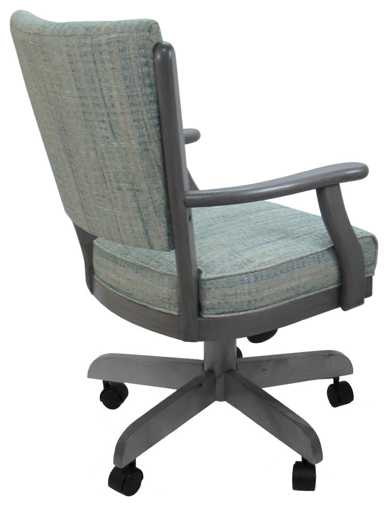 Classic Caster Swivel Dining Chair on Wheels, Solid Wood, Watusi Aquatint - Grey