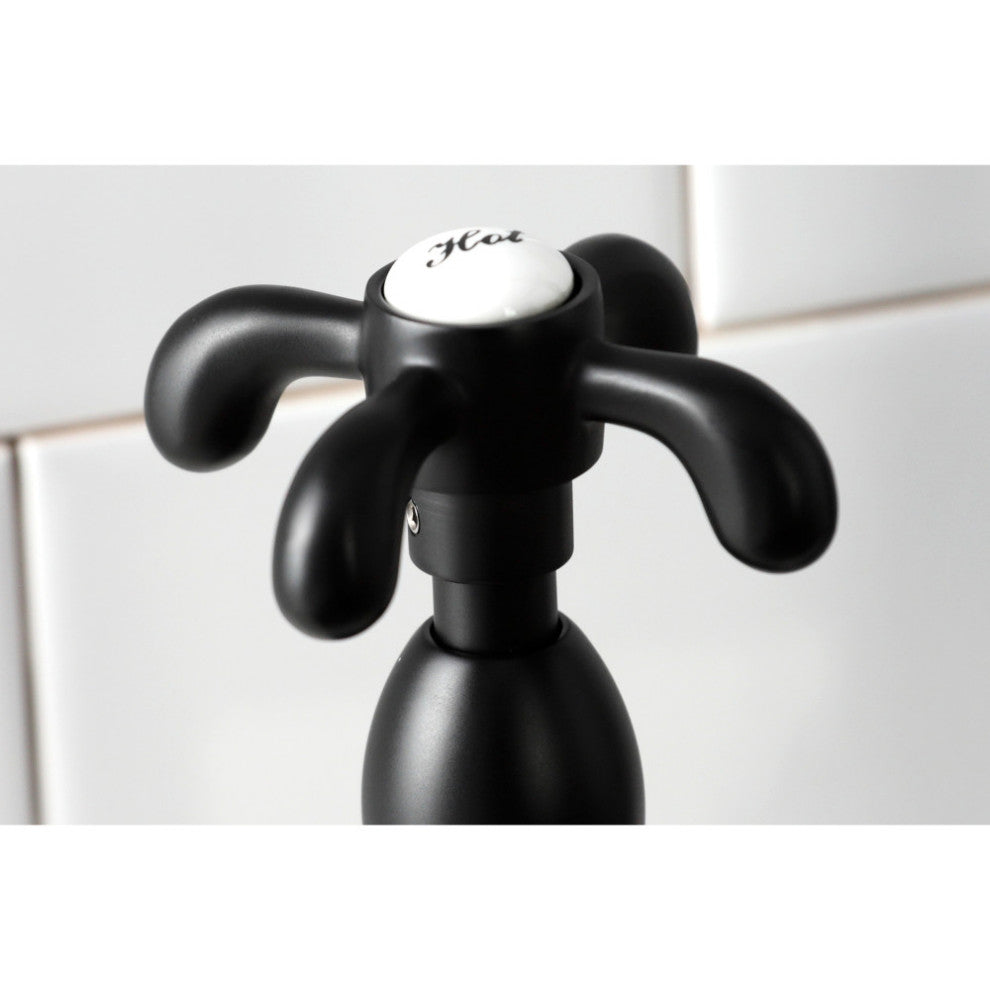 KS1270TXBS French Country Bridge Kitchen Faucet With Brass Sprayer, Matte Black