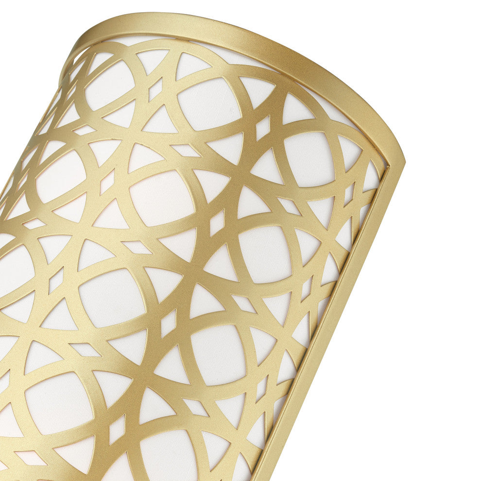 Soft Gold Fretwork, Ornamental, Transitional, Sophisticated Sconce