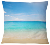 Bright Blue Tropical Beach Seashore Photo Throw Pillow, 18"x18"