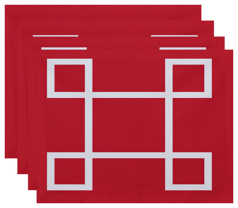 Geometric Decorative Placement, Coral, Set of 4