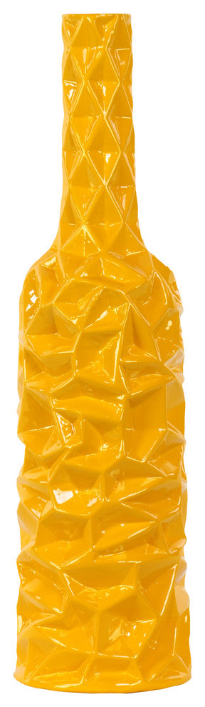 Ceramic Round Bottle Vase, Yellow, Large