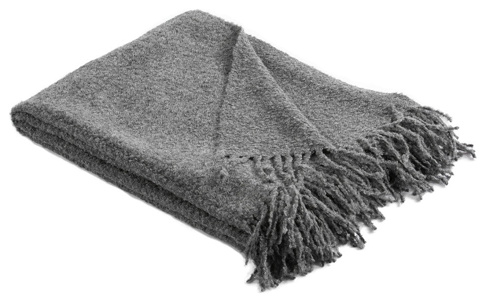 Alpaca Boucle Throw 140x180Cm, Shadow