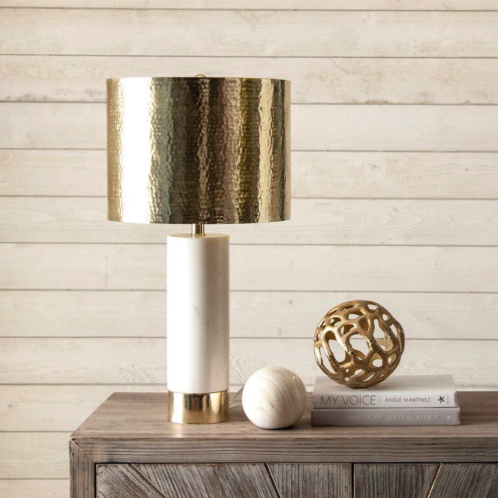 Nuloom Alexa Marble and Iron Aluminium Shade Table Lamp, 23"