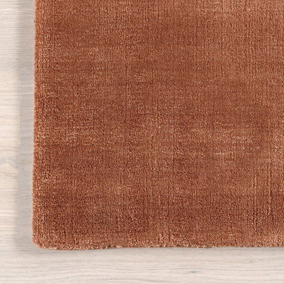 Arrel Speckled Wool-Blend Area Rug, Brick 2' 6" x 12'