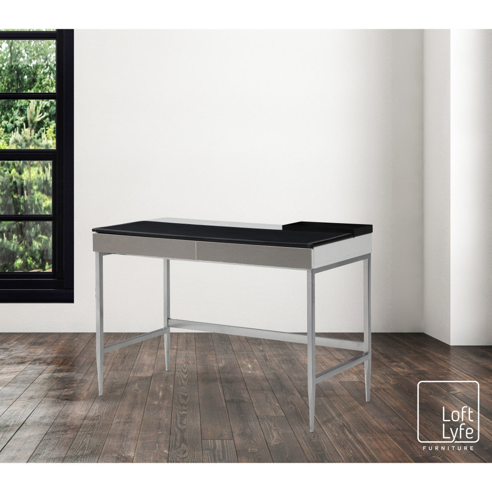 Loft Lyfe Kinzlee Desk, 2 Storage Drawers, Black/Gray