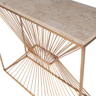 Butler Cosmo Fossil Stone and Metal Console Table