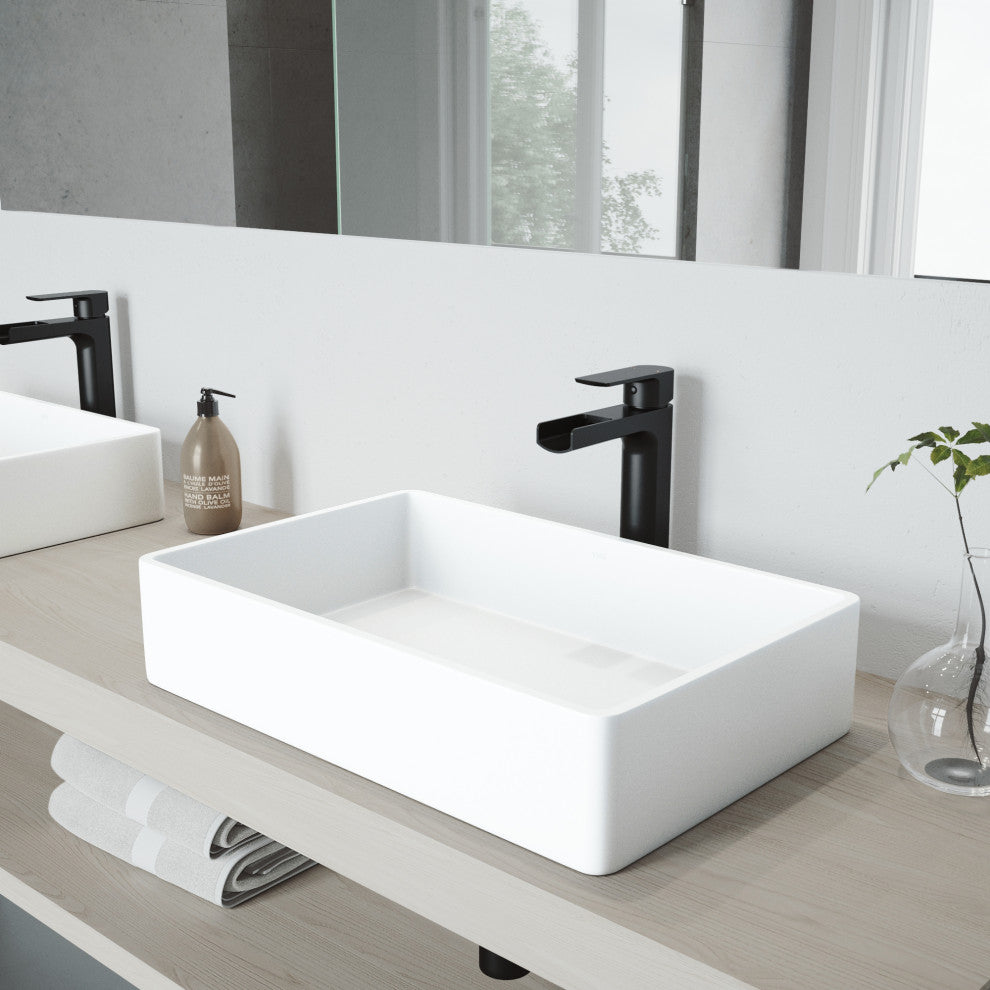 Magnolia 21"L x 14"W MatteStone Vessel Sink and Amada 10"H Faucet Set