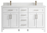 Cambridge 60 Double Bathroom Vanity in White 1.5" White Quartz