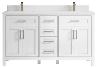 Cambridge 60 Double Bathroom Vanity in White 1.5" White Quartz