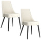 Modern Faux Leather/Metal Dining Chair, Faux Leather, Set of 2, Beige/Black