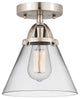 Large Cone Semi-Flush Mount, Brushed Satin Nickel, Clear, Clear