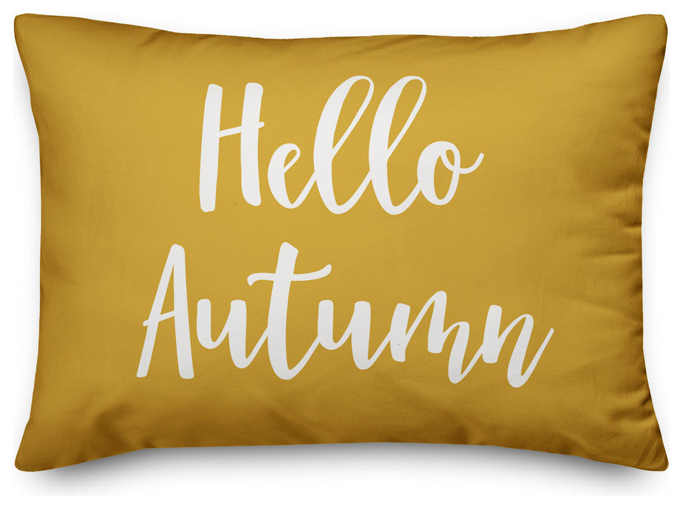 Hello Autumn Lumbar Pillow, Mustard, 14"x20"