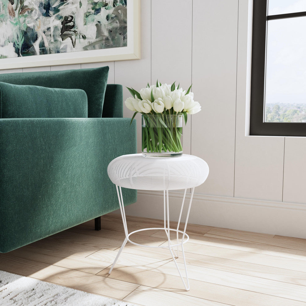 Allen Decorative Wire Accent Table, White