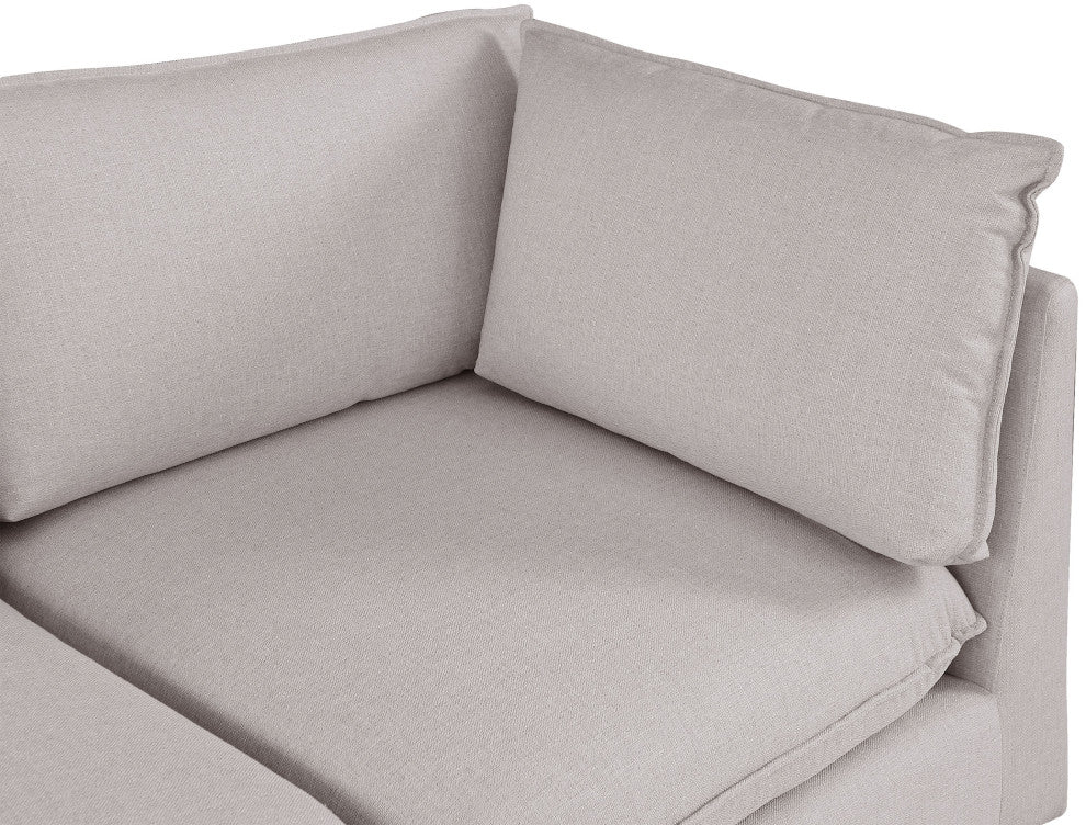 Mackenzie Linen Textured Fabric Upholstered 2-Piece Modular Sofa, Beige