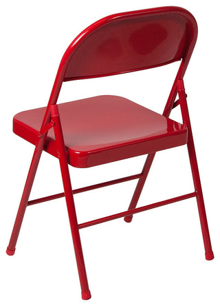 2 Pack HERCULES Series Double Braced Metal Folding Chair, Red