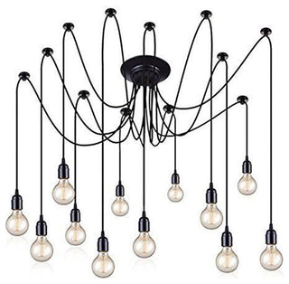 Black Industrial Edison Spider Chandelier Pendant Lights, Adjustable, 14 Lights