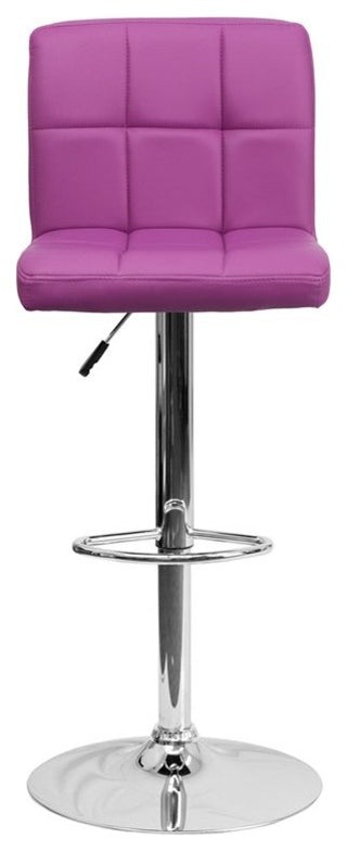 Estella Mid-Back Purple Quilted Vinyl Swivel Adjustable Barstool