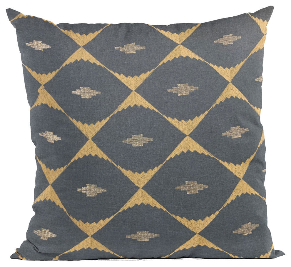 Plutus Blue Cube Diamond Luxury Throw Pillow, 24"x24"