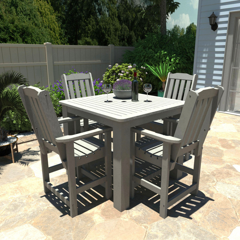 Springville 5-Piece Square Counter Dining Set, Weathered Acorn, Coastal Teak