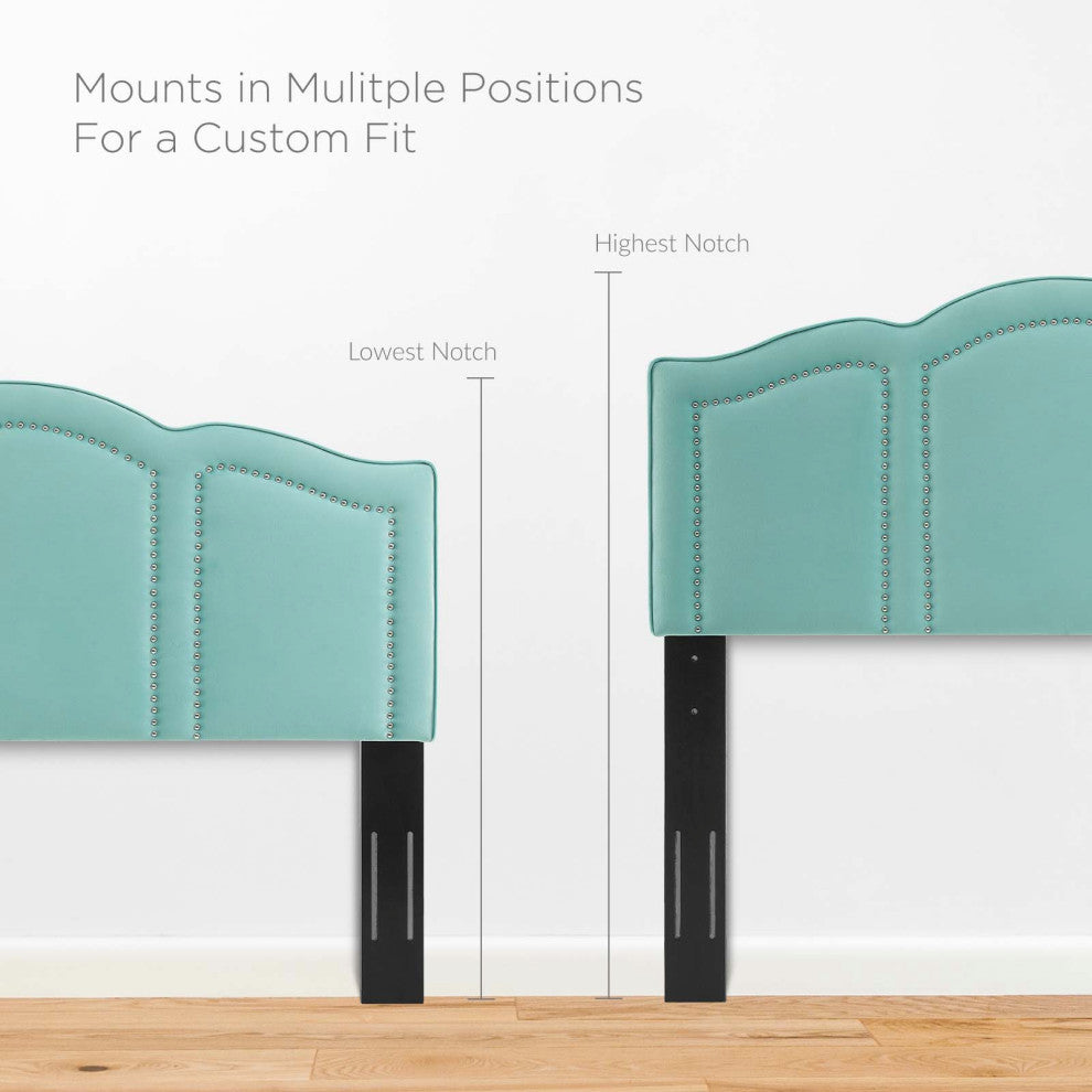 Headboard, Twin Size, Velvet, Blue, Modern Contemporary, Bedroom Master Suite