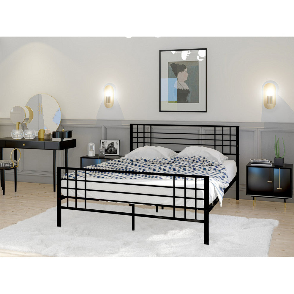 Tyler Queen Platform Bed, 9 Metal Legs Magnificent Bed In Powder Coating Black