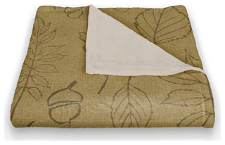 Mustard Yellow Leaf Pattern 50x60 Coral Fleece Blanket